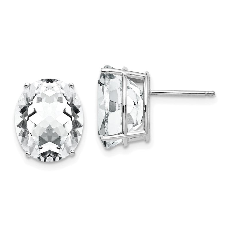 14k White Gold 12x10mm Oval Cubic Zirconia Stud Earrings XE91WCZ