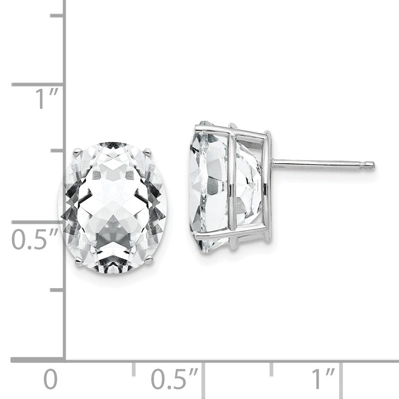 14k White Gold 12x10mm Oval Cubic Zirconia Stud Earrings XE91WCZ