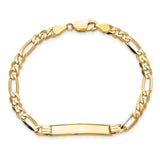14k Polished Solid Chain/Solid Plate Flat Figaro Link 27.5x5.5mm Plate 7 inch ID Bracelet LID76