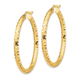 14K 3x38mm Diamond-cut Tube Hoop Earrings TF1704