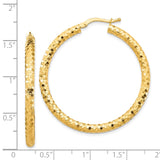 14K 3x38mm Diamond-cut Tube Hoop Earrings TF1704