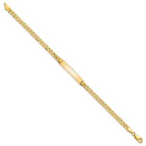 14k Polished Solid Chain/Solid Plate Curb Link 24.5x5mm Plate 7 inch ID Bracelet LID61