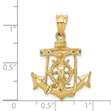 14k Satin Diamond-cut Mariners Crucifix Pendant C139