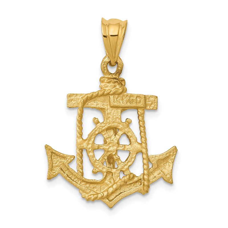 14k Satin Diamond-cut Mariners Crucifix Pendant C139