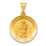 14k Polished and Satin Hollow St Edward Medal Round Pendant XR1313