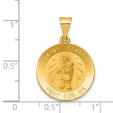 14k Polished and Satin Hollow St Edward Medal Round Pendant XR1313