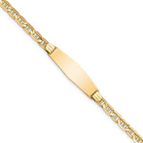 14k Polished Solid Chain/Solid Plate Anchor Link Soft Diamond Shape 24.5x7.5mm Plate 7 inch ID Bracelet LID60C