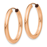 14k Rose Gold 3.00x25mm Polished Endless Tube Hoop Earrings XY1252