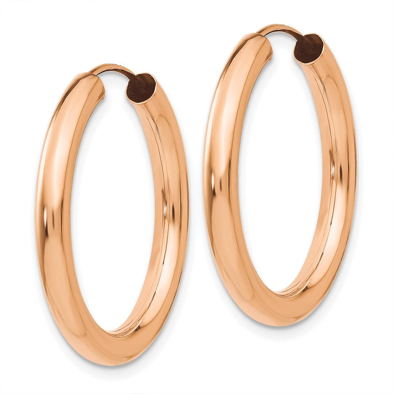 14k Rose Gold 3.00x25mm Polished Endless Tube Hoop Earrings XY1252