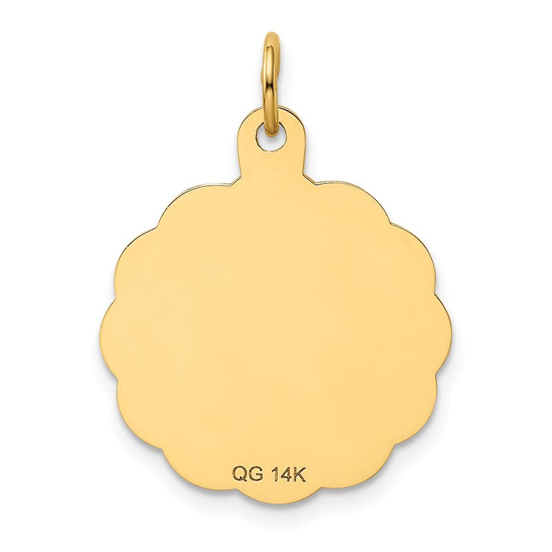 14k Baseball 20mm Engravable on Back Disc Charm XAC406