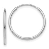14k White Gold 1.2x20mm Polished Endless Tube Hoop Earrings TF790