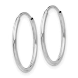 14k White Gold 1.2x20mm Polished Endless Tube Hoop Earrings TF790