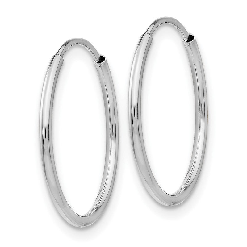 14k White Gold 1.2x20mm Polished Endless Tube Hoop Earrings TF790