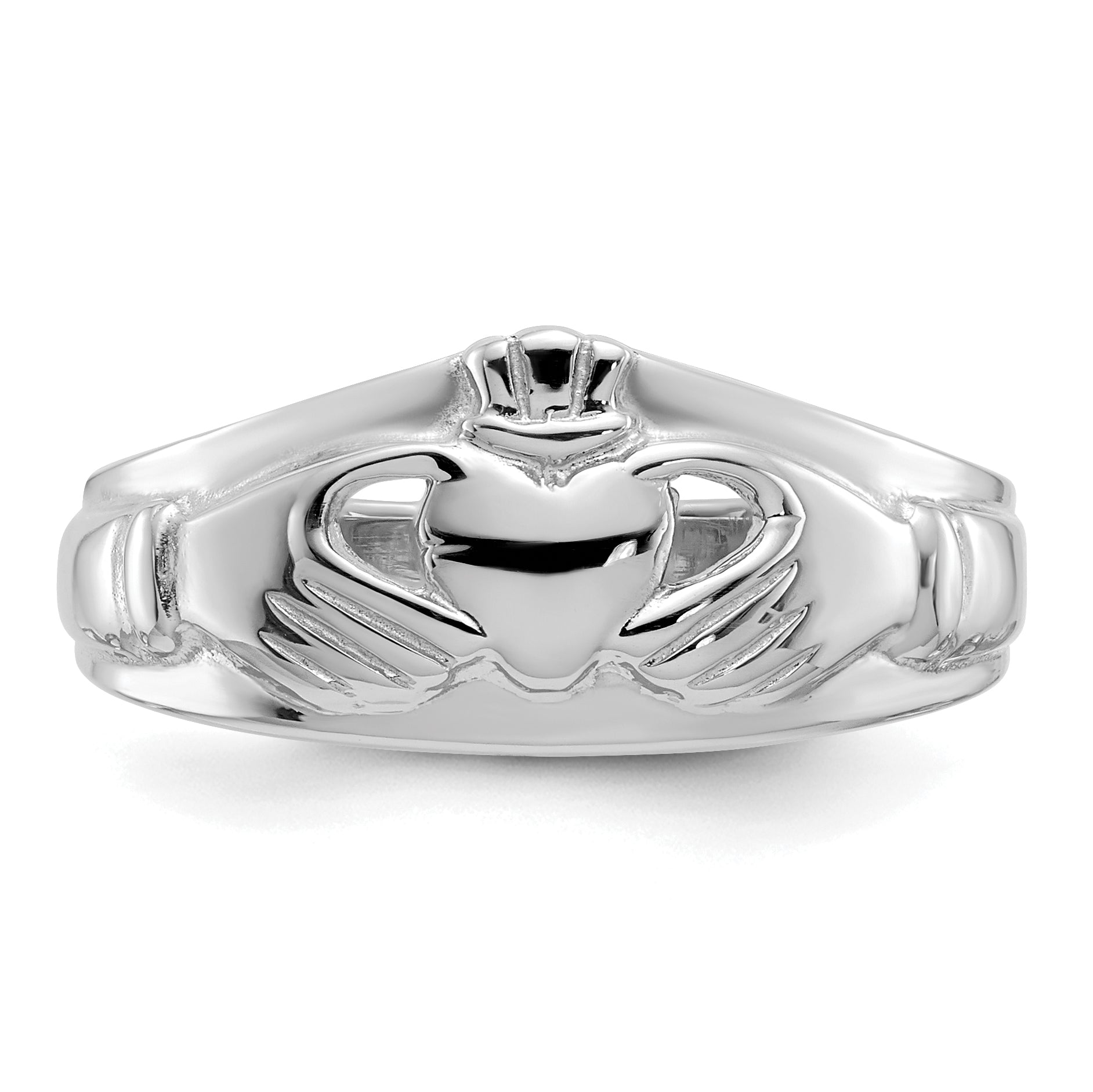 14k White Gold Ladies Claddagh Ring D1851