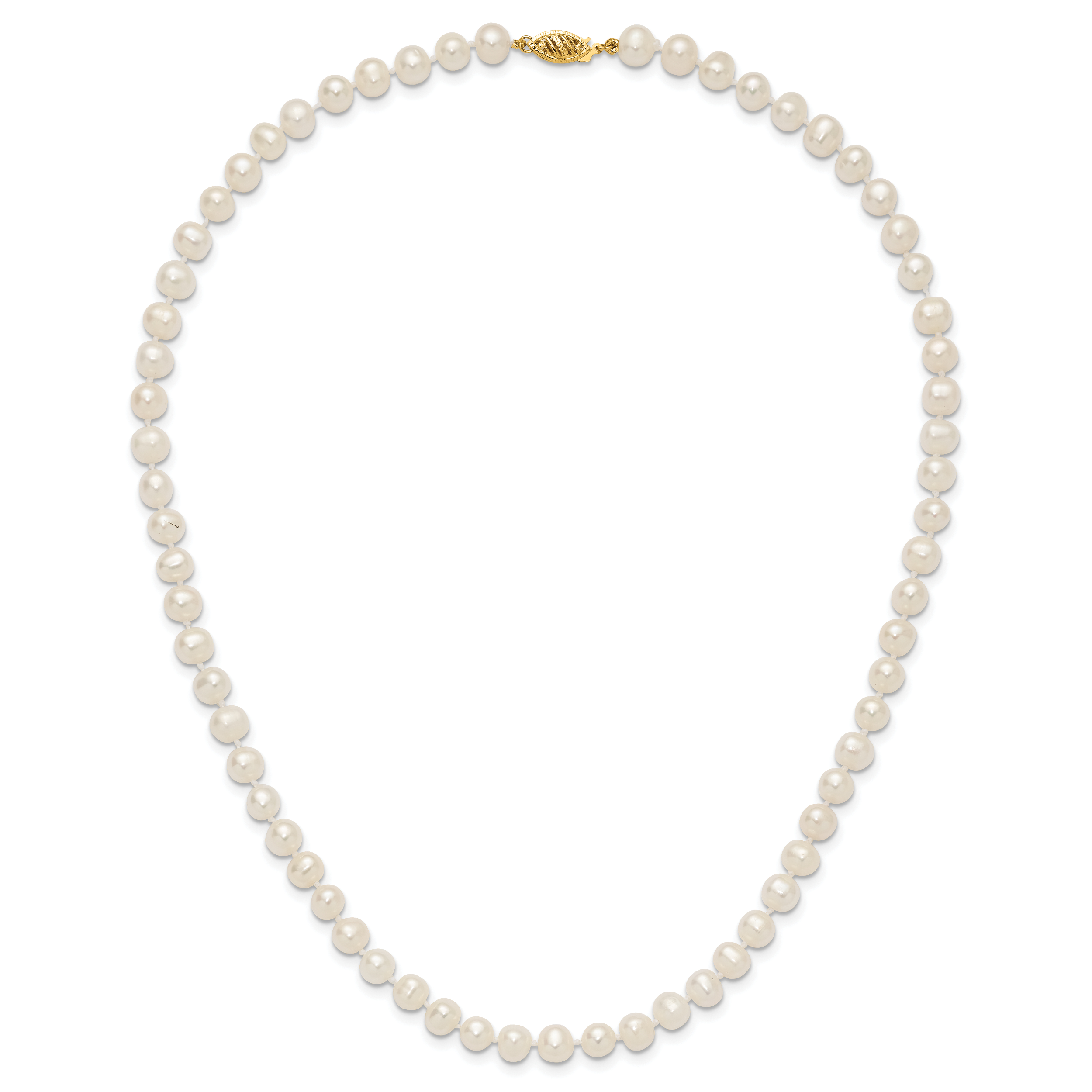 14k 6-7mm White Near-Round Freshwater Cultured Pearl 16 inch Necklace WPN060