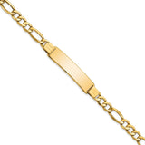 14k Polished Semi-Solid Chain/Solid Plate Figaro Link 37.5x10mm Plate 8 inch ID Bracelet DCID136