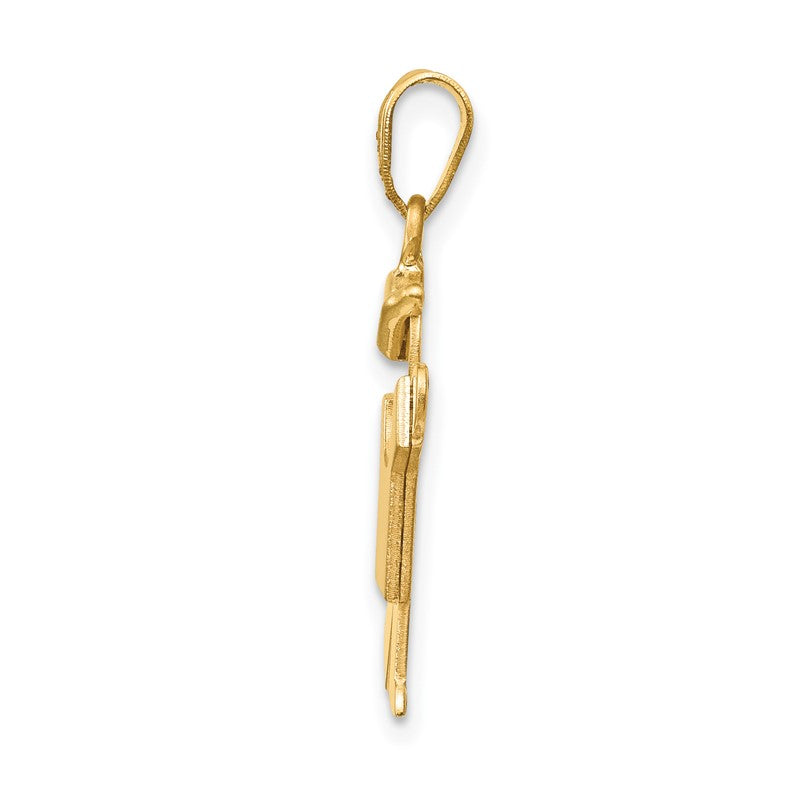 14k The Kids Solid Engravable Small Boy with Hat on Left Kiss Charm XK378