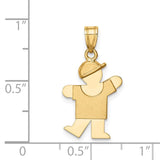 14k The Kids Solid Engravable Small Boy with Hat on Left Kiss Charm XK378