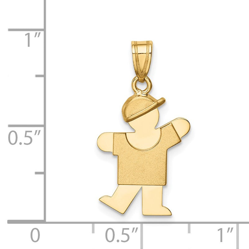 14k The Kids Solid Engravable Small Boy with Hat on Left Kiss Charm XK378