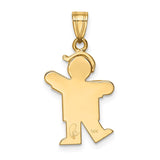 14k The Kids Solid Engravable Small Boy with Hat on Left Kiss Charm XK378