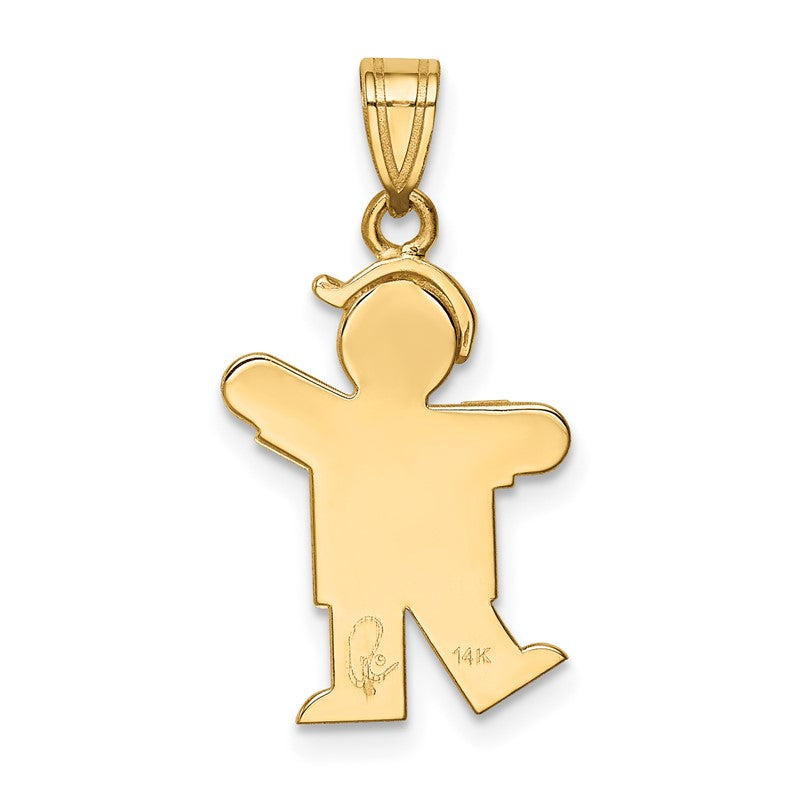 14k The Kids Solid Engravable Small Boy with Hat on Left Kiss Charm XK378