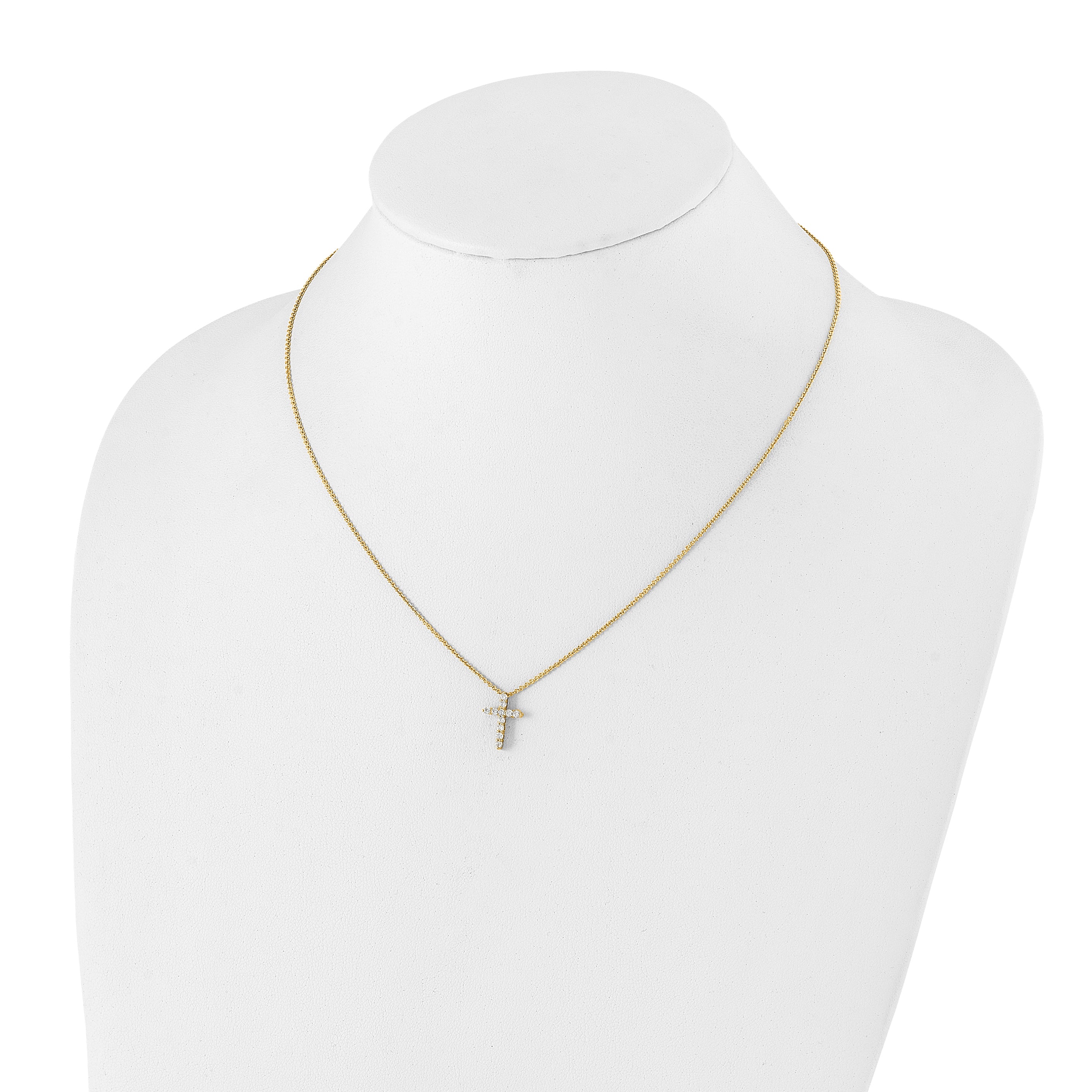 14k White Gold 1/4 carat Diamond Cross Pendant 18 inch Necklace PM1000