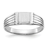 14k White Gold 5.25x5.0mm Childs Open Back Signet Ring D1876
