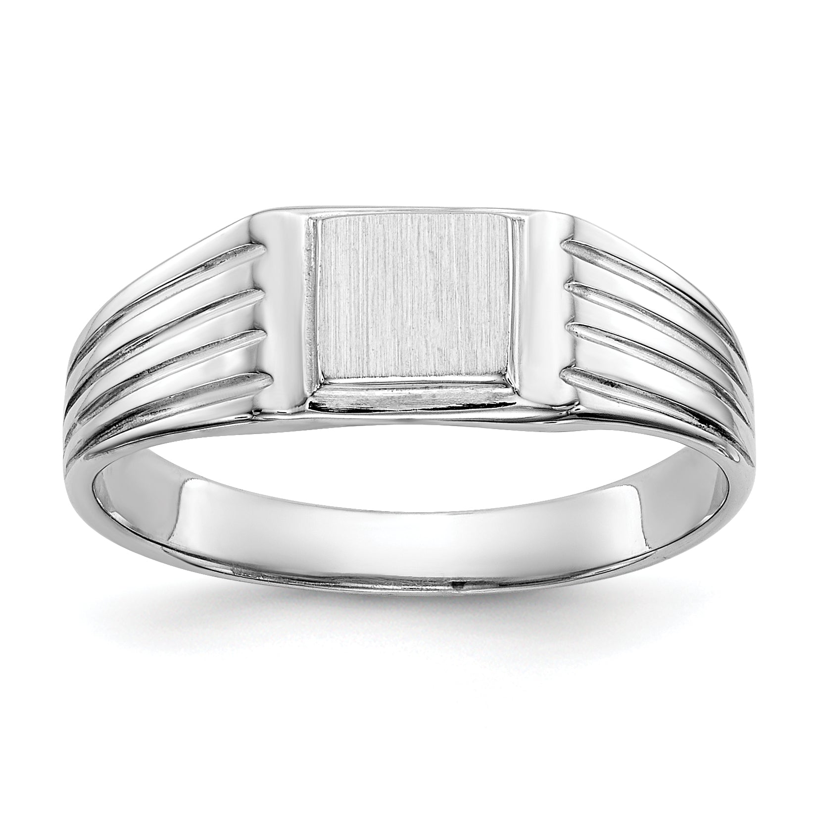 14k White Gold 5.25x5.0mm Childs Open Back Signet Ring D1876