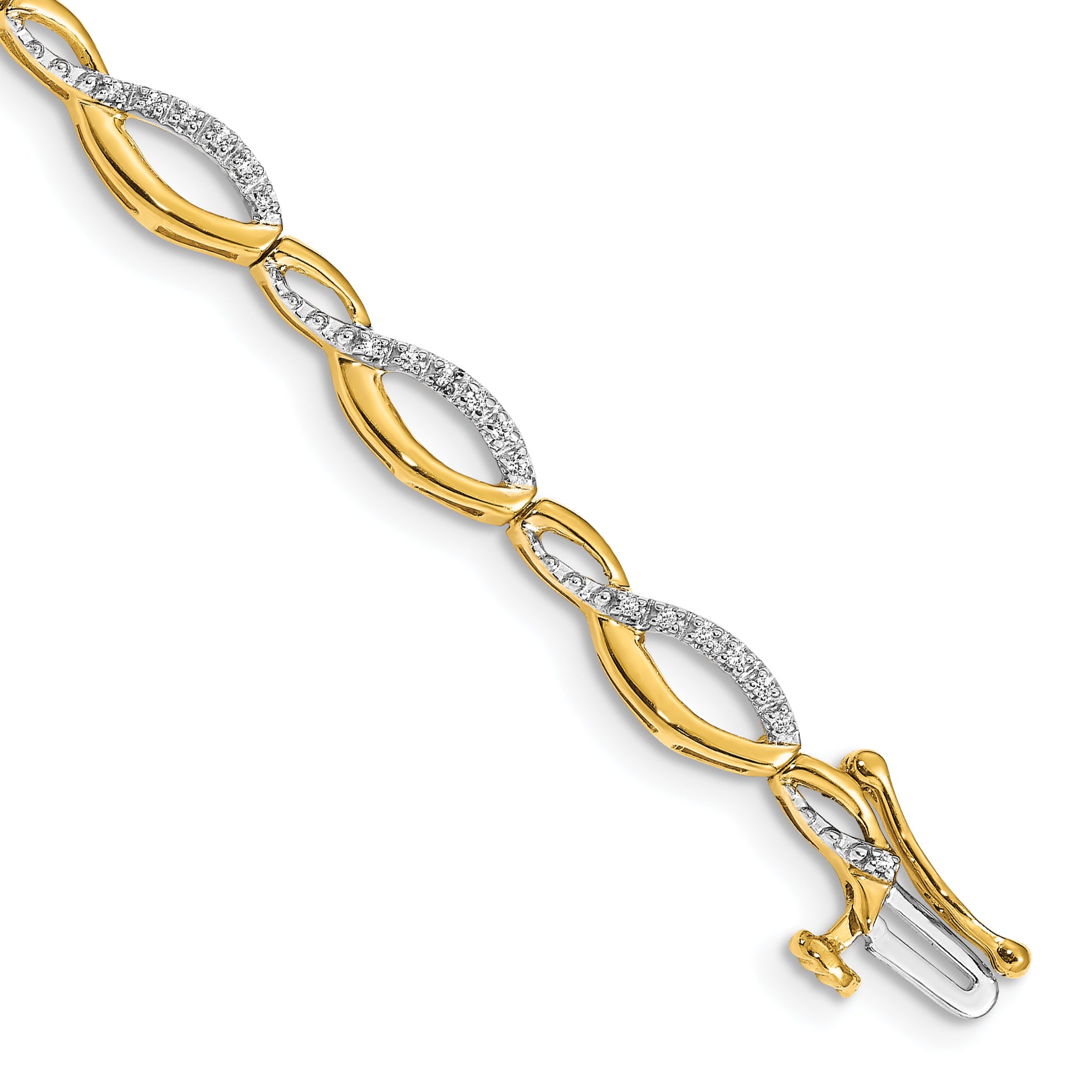 14k Complete 1/4 carat Diamond Fancy Link 7 inch Bracelet BM4635