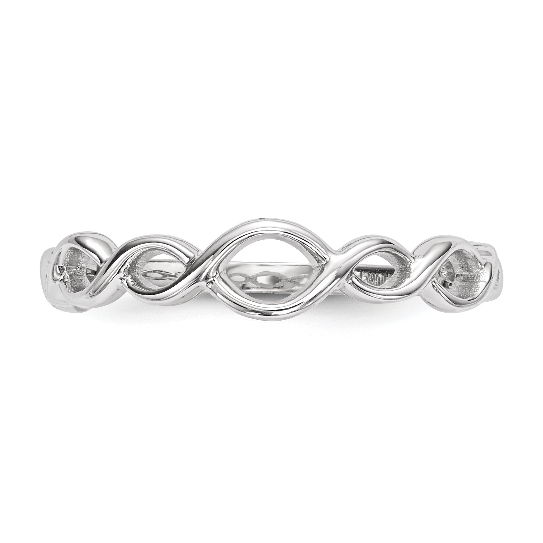 14k White Gold Polished Twisted Loops Ring R613