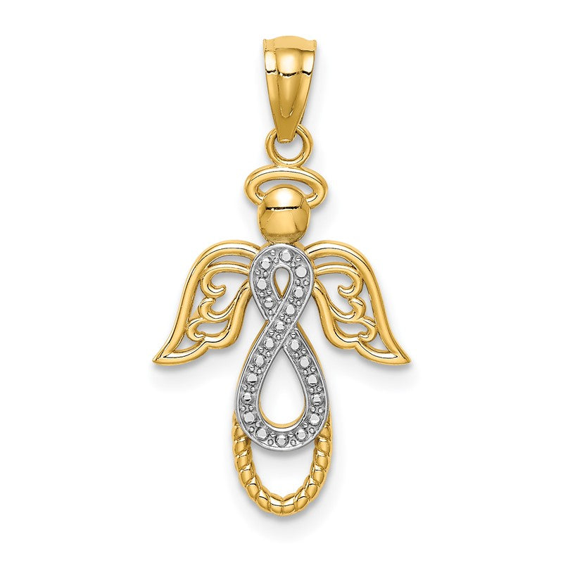 14K and White Rhodium Infinity Angel Pendant C4647