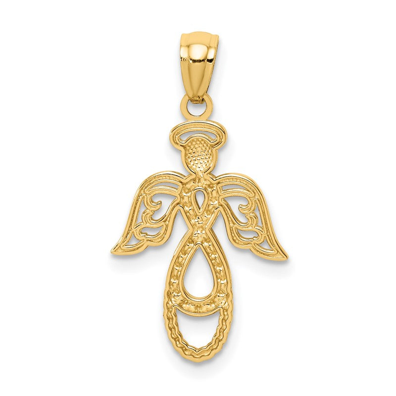 14K and White Rhodium Infinity Angel Pendant C4647