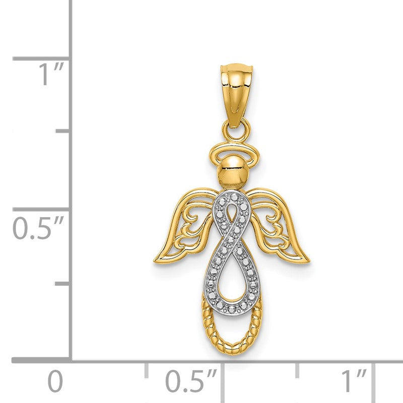 14K and White Rhodium Infinity Angel Pendant C4647