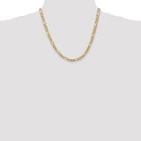 14K 26 inch 5.25mm Flat Figaro with Lobster Clasp Chain FFL140
