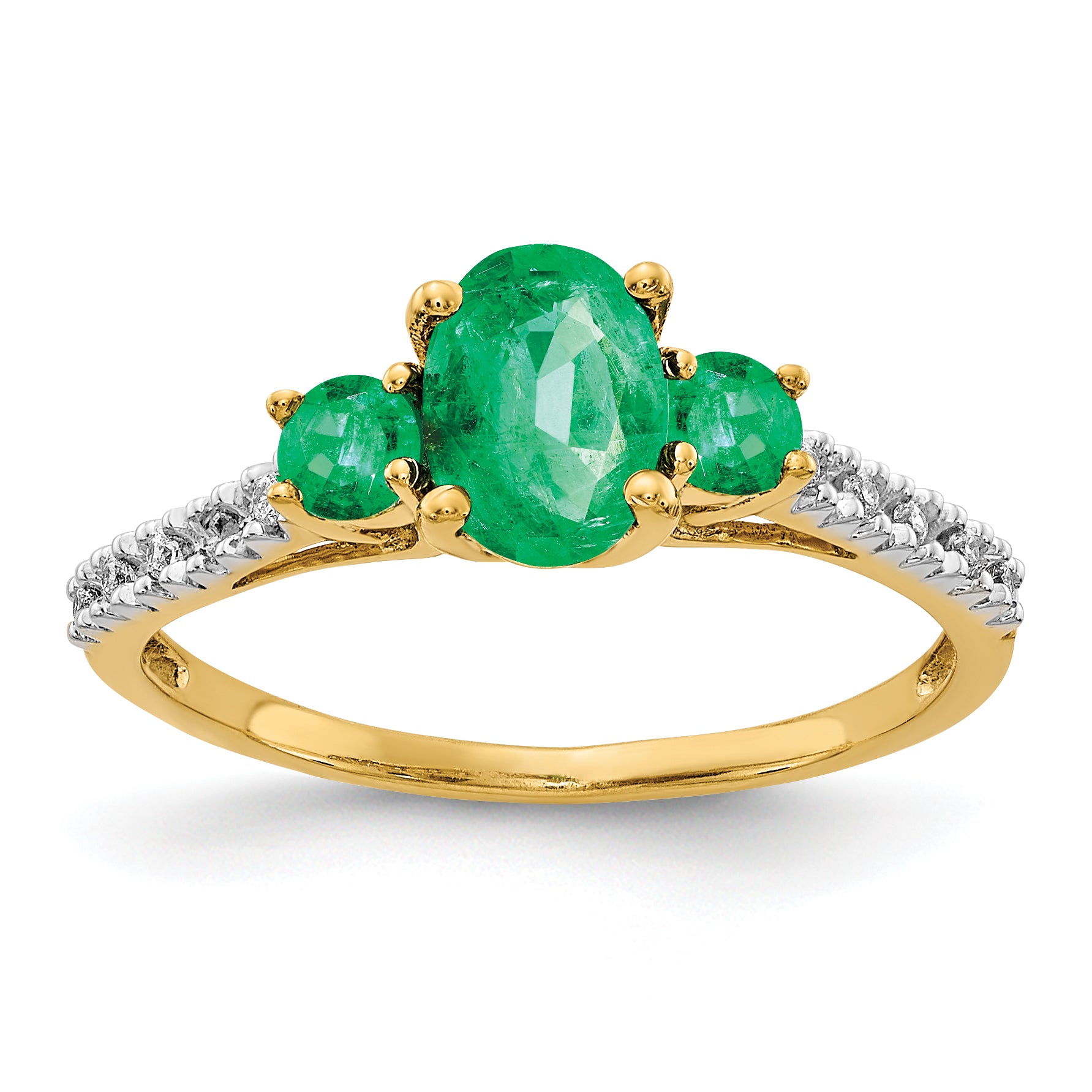 14k Oval Emerald and Diamond Ring RM5775