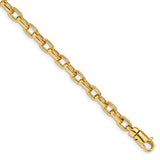 14K 7.25 inch 5mm Hand Polished Fancy Link with Lobster Clasp Bracelet LK662
