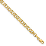 14k 4.5mm Hollow Diamond-cut Double Link 7 inch Charm Bracelet DOH21