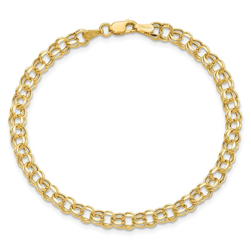 14k 4.5mm Hollow Diamond-cut Double Link 7 inch Charm Bracelet DOH21