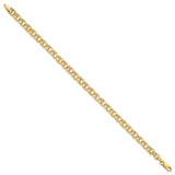 14k 4.5mm Hollow Diamond-cut Double Link 7 inch Charm Bracelet DOH21