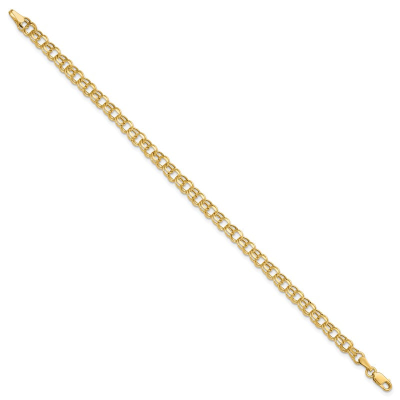 14k 4.5mm Hollow Diamond-cut Double Link 7 inch Charm Bracelet DOH21