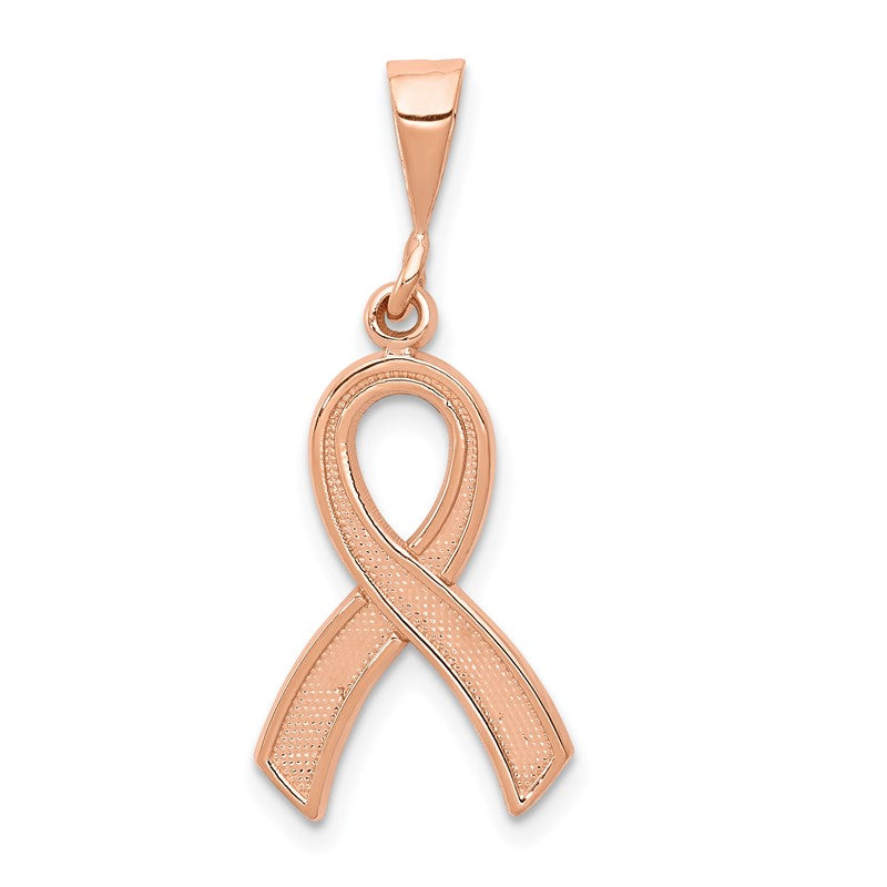 14k Rose Gold Awareness Ribbon Pendant K581