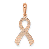 14k Rose Gold Awareness Ribbon Pendant K581