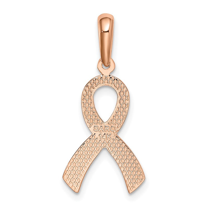 14k Rose Gold Awareness Ribbon Pendant K581