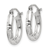 14k White Gold 3x16mm Diamond-cut Round Tube Hoop Earrings TC255