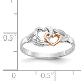 14K White and Rose Gold-Plated Polished 2 Hearts and Leaves Ring K5751