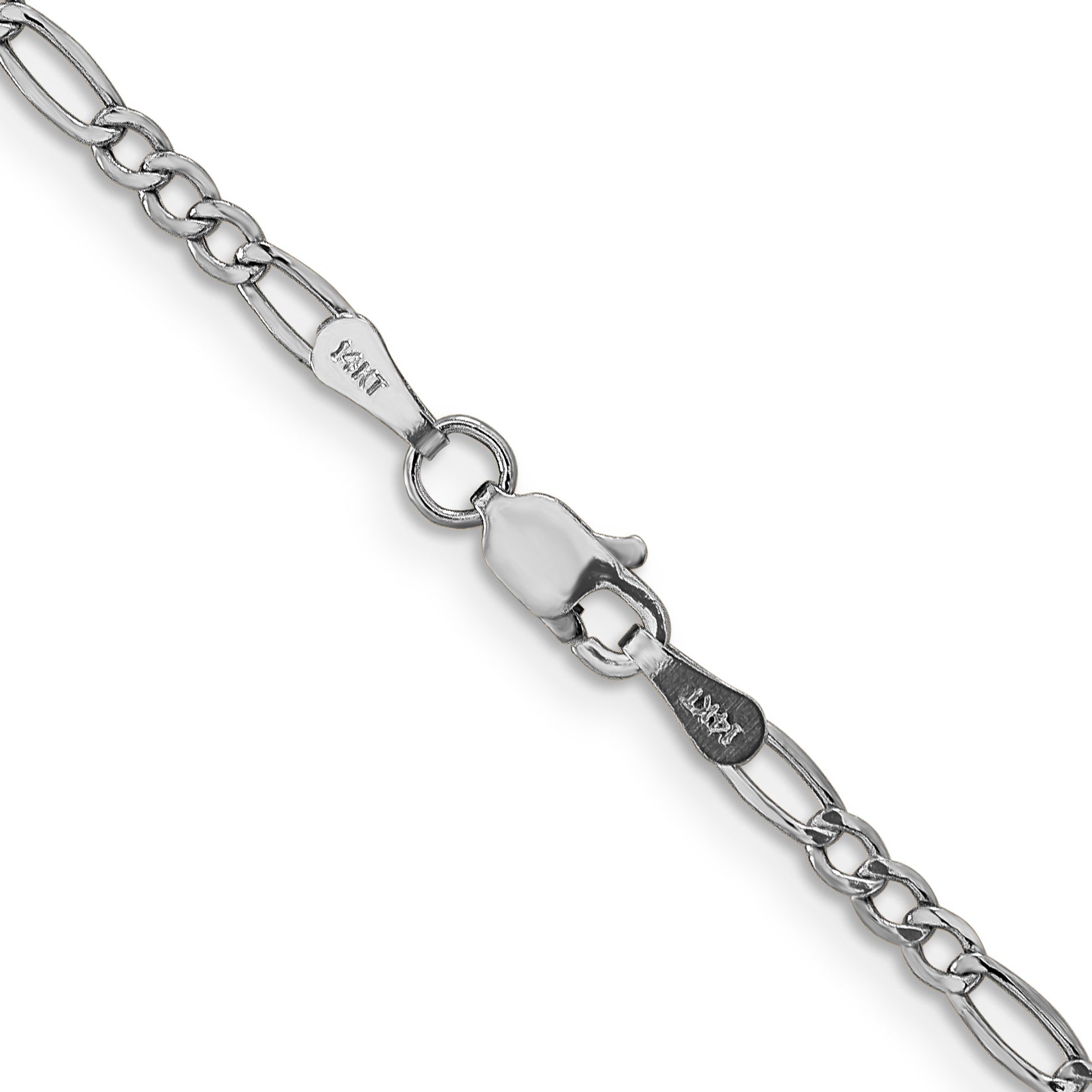 14K White Gold 10 inch 2.5mm Semi-Solid Figaro with Lobster Clasp Chain BC119