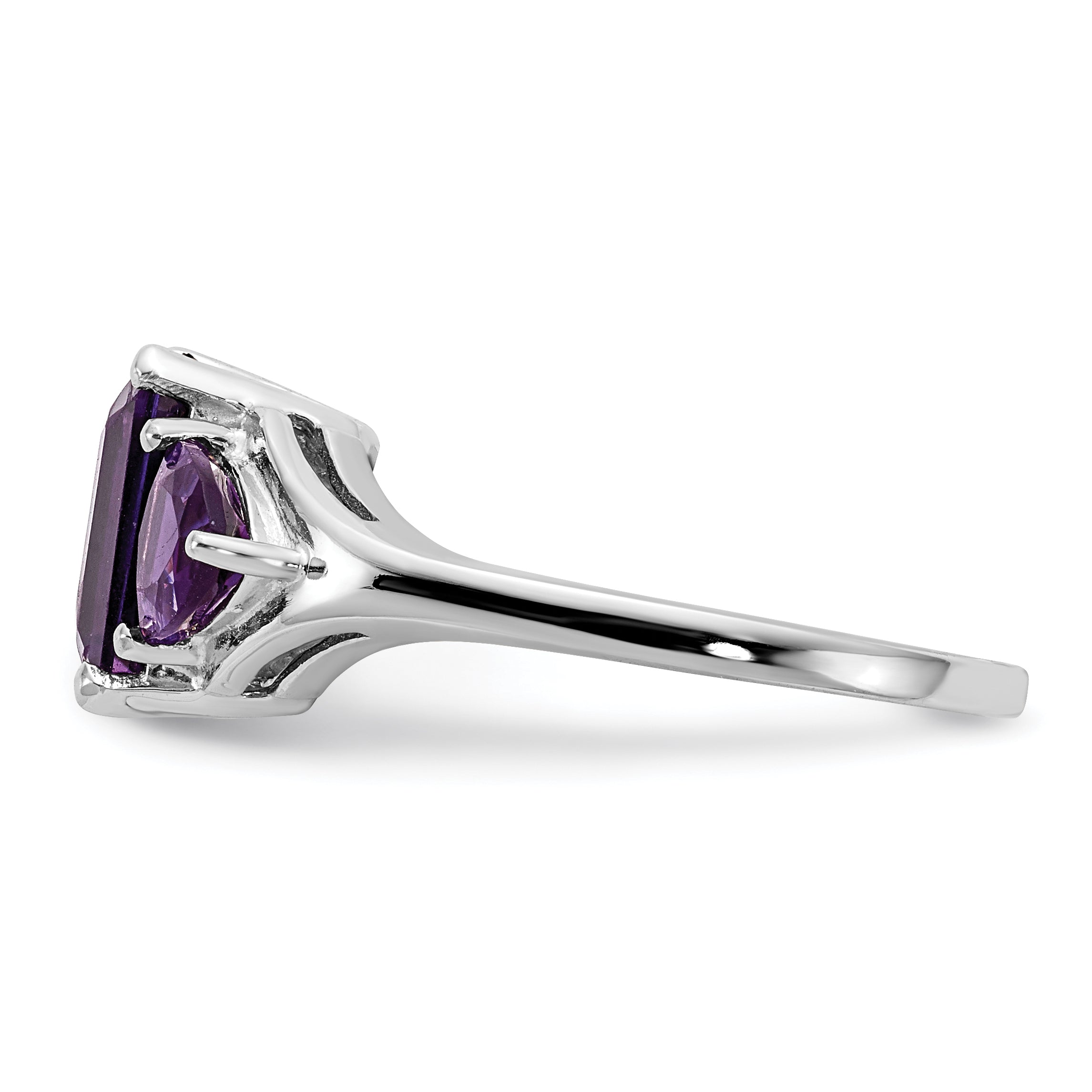 14k White Gold Amethyst 3-Stone Ring Y4543AM