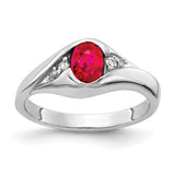14k White Gold 6x4mm Oval Ruby and 1/8 carat AA Diamond Ring Y2107R/AA