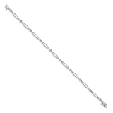 14k White Gold Complete 0.03 carat Diamond Heart and Oval Link 7.25 inch Bracelet BM4604