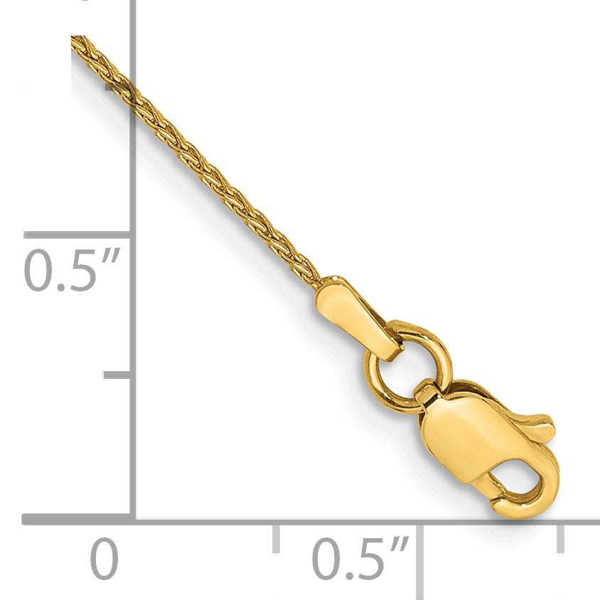 14k 10 inch 1mm Parisian Wheat with Lobster Clasp Anklet PEN264